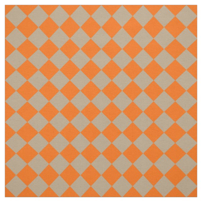 Tissu Orange Taupe Checker Diamond Pattern (Échantillon)