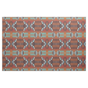 Tissu Orange Turquoise bleu turquoise Brown rouge ethniq