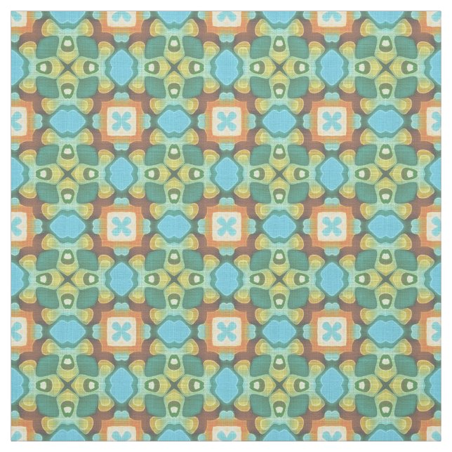Tissu Orange Turquoise Turquoise Bleu Vert Orient Bali A (Échantillon)