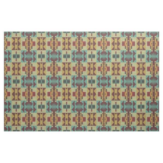 Tissu Orange Turquoise Turquoise Vert foncé Rouge ethniq (Fat Quarter)