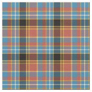 Tissu Orange vintage et plaid bleu-clair et brûlés d'o