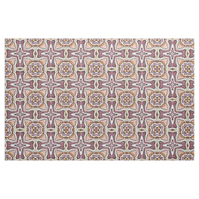 Tissu Orange violet rétro chic Nouveau déco Motif (Fat Quarter)