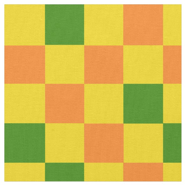Tissu Orange Yellow Green Checkered Pattern Design  (Fermer)