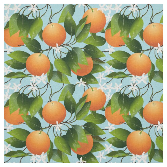 Tissu Oranges Agrumes Fruit Floral (Échantillon)