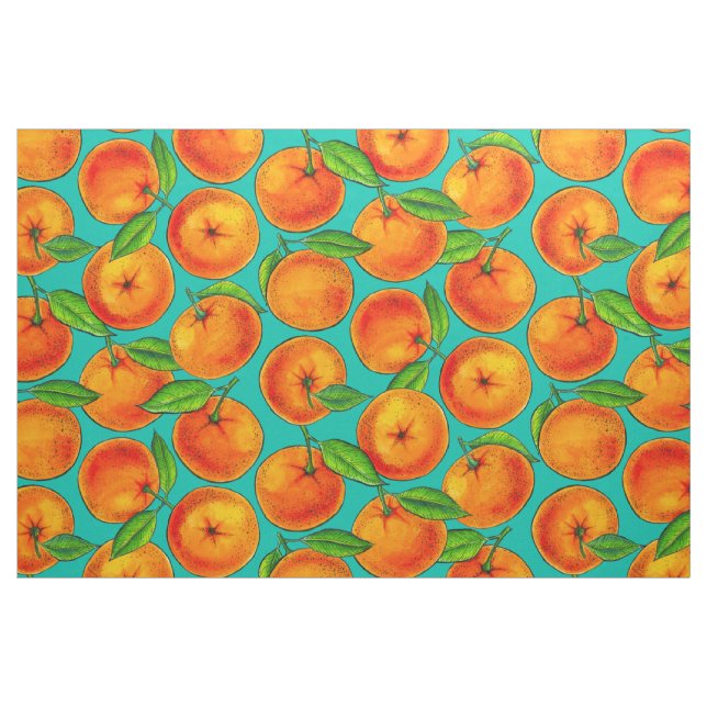 Tissu Oranges en bleu (Fat Quarter)