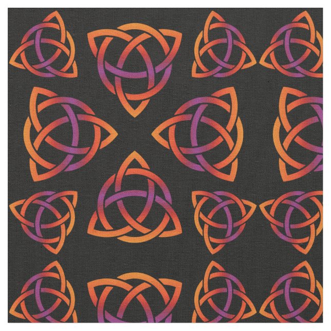 Tissu Oranges Motifs et pourpre du Triquetra celtique su (Fermer)
