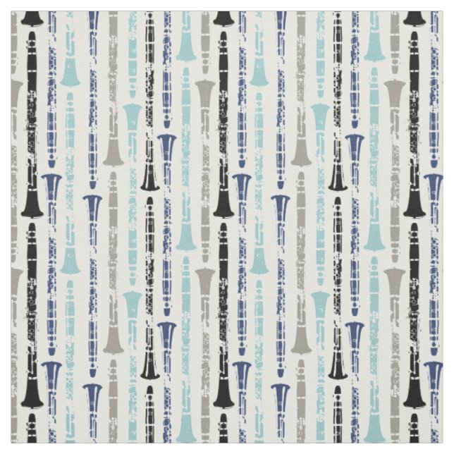Tissu Orchestre de musique Clarinet Blue (Échantillon)