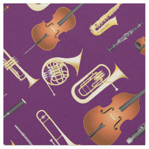 Tissu Orchestre Instruments Musique Musicien Décor Viole