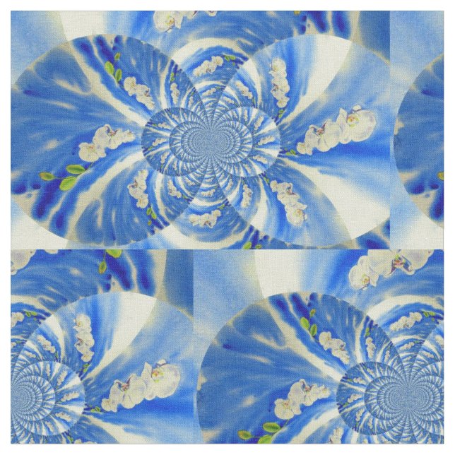Tissu Orchidée aquarelle peinture, Nuages Mandala (Fermer)