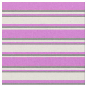 Tissu Orchidée, beige et gris Motif rayé de couleur
