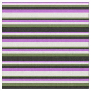 Tissu Orchidée, Beige, Olive foncé Vert & Motif noir