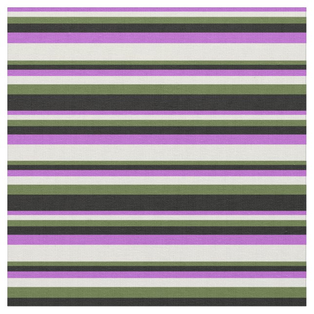 Tissu Orchidée, Beige, Olive foncé Vert & Motif noir (Fermer)