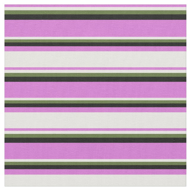 Tissu Orchidée, blanche, vert foncé et lignes noires (Fermer)