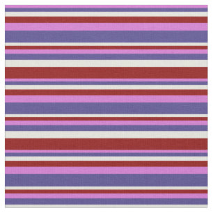 Tissu Orchidée, bleu ardoise foncé, beige et rouge foncé
