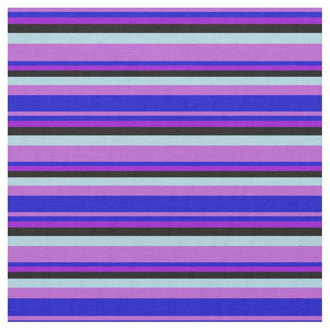 Tissu Orchidée, Bleu, Violet foncé, Bleu noir et clair (Fermer)