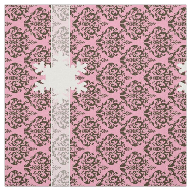 Tissu Orchidée bourguignonne congelée Damas avec flocon  (Échantillon)