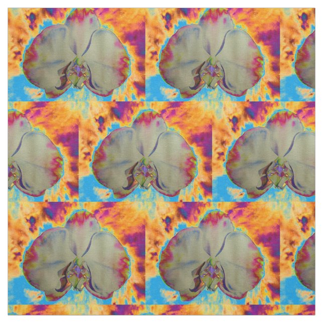 Tissu Orchidée de feu, abstraite aquarelle vive florale (Échantillon)