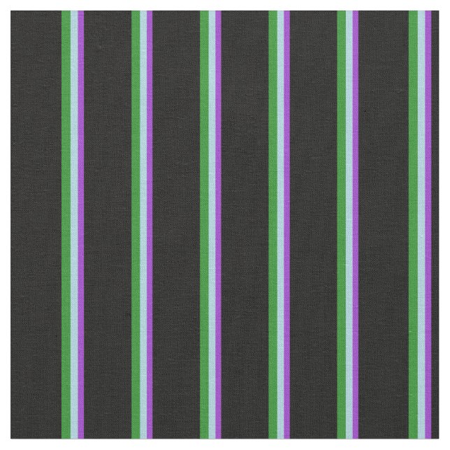 Tissu Orchidée foncée, Bleu clair, Vert Forêt & Noir (Fermer)