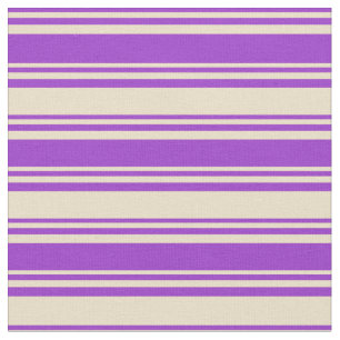 Tissu Orchidée foncée et Motif rayé tan