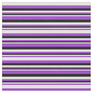 Tissu Orchidée foncée, lignes blanches et noires