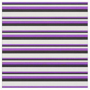 Tissu Orchidée foncée, lignes noires et blanches