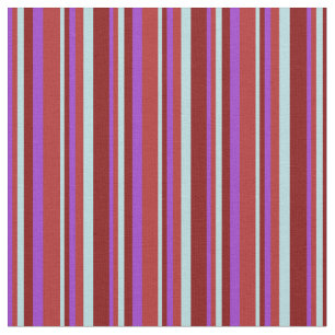 Tissu Orchidée foncée, rouge, bleu poudreux et lignes de
