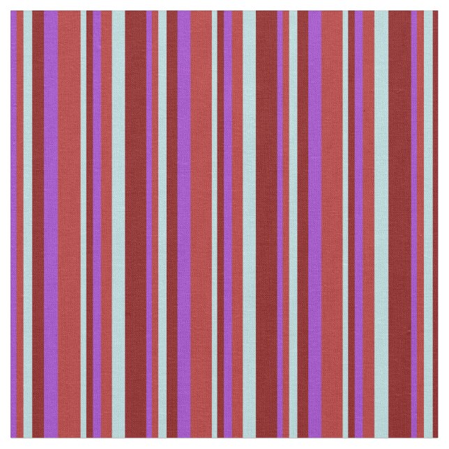 Tissu Orchidée foncée, rouge, bleu poudreux et lignes de (Fermer)