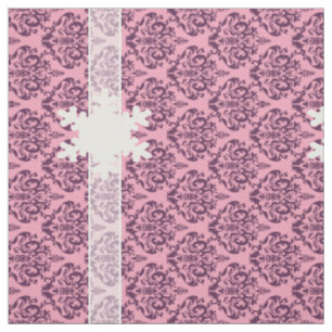 Tissu Orchidée givré Damask Violet avec flocon de neige