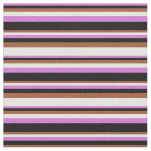 Tissu Orchidée, Noir, Sienne & Blancs