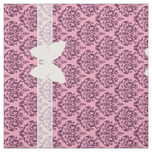 Tissu Orchidée pourpre congelée Damas avec papillon