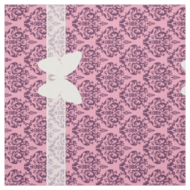 Tissu Orchidée pourpre congelée Damas avec papillon (Échantillon)