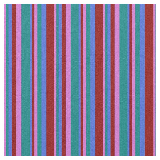Tissu Orchidée, Turquoise, Bleue Royale et Rouge foncé (Fermer)