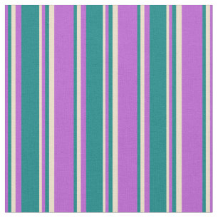 Tissu Orchidée, Turquoise et Tan Motif des rayures
