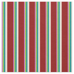 Tissu Orchidée, verte, cyan foncé, bisque et lignes roug