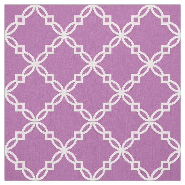 Tissu Orchidée violet, blanc Fantastique Quatrefoil maro (Échantillon)