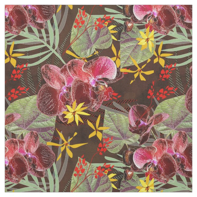 Tissu Orchidées rouges. (Échantillon)