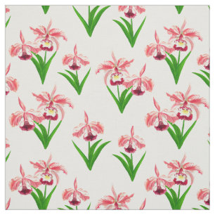 Tissu Orchidées sauvages - Orchidées roses de corail et 