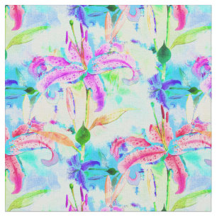 Tissu Orchidées tropicales colorées