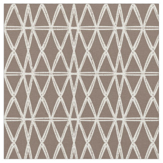 Tissu organic geometric retro lattice tile mocha ivory 