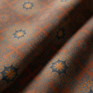 Tissu Oriental Noir Brown Rouge Ombre Motif Arabesque