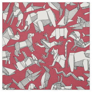 Tissu origami animal diteur rouge