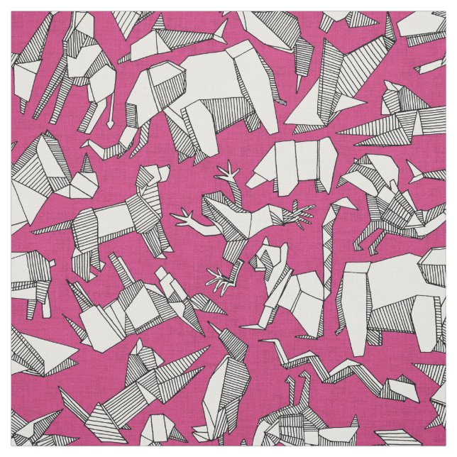Tissu origami animal ditsy rose (Échantillon)