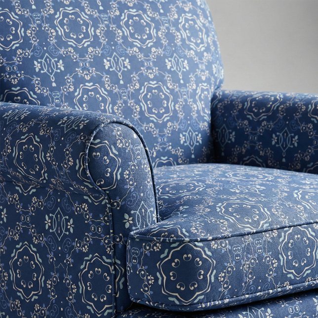 Tissu Ornate Classic Bleu & Blanc Méditerranéen Azulejo (Créateur téléchargé)