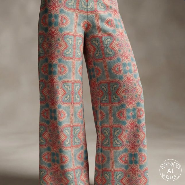 Tissu Ornementé Ethnique Indien Boho Sarcelle Corail Rou (Créateur téléchargé)