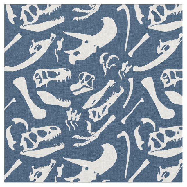 Tissu Os de dinosaure (bleus) (Fermer)
