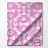 Os et Empreintes de Pattes de Chien Roses et Blanc