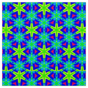 Tissu OUAH ! Etoiles bleues rouges jaunes ~ Géométrique