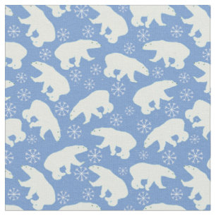 Tissu Ours blanc d'hiver bleu
