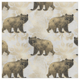 Tissu Ours en or et en ivoire