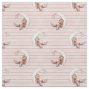 Tissu Ours en peluche dans la lune
